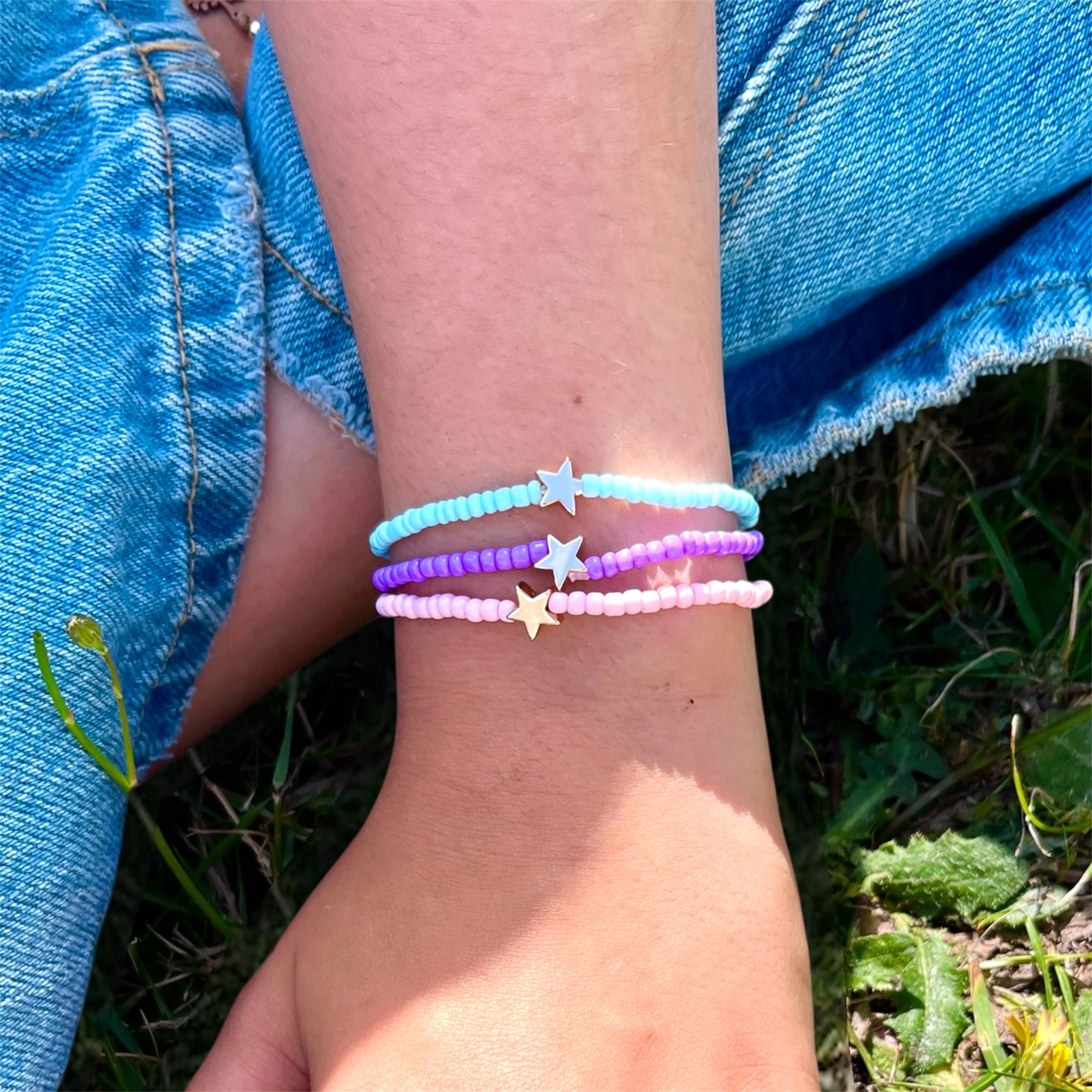 Bracelet élastique étoiles – violet – Image 3