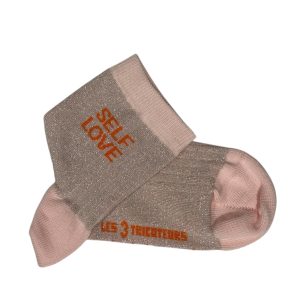 LES 3 TRICOTEURS – Chaussettes à paillettes Self Love – Rose