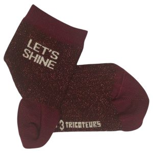 LES 3 TRICOTEURS – Chaussettes à paillettes Let&rsquo;s Shine – Bordeaux