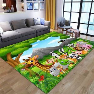 Tapis animaux de la forêt pour chambre de garçon