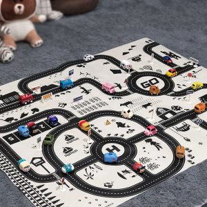 Tapis circuit de voiture noir et blanc