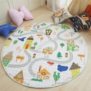 Grand tapis de jeu rond pour bébé