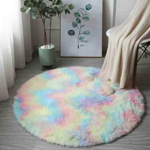 Tapis rond coloré et doux pour petite fille