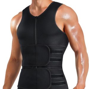 Gaine Gilet Noir À Double Ceinture Pour Homme