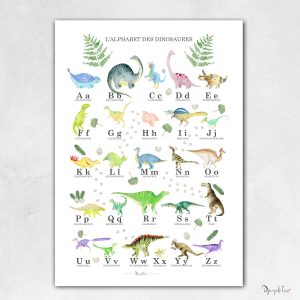 Affiche chambre d&rsquo;enfant abécédaire dinosaure