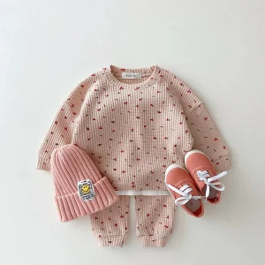 Baby Girl Waffle Cotton Set