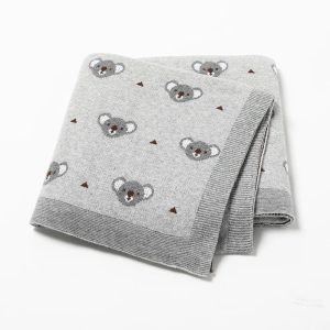 Cartoon Koala Baby Blanket – Soft Cotton Knit Swaddle