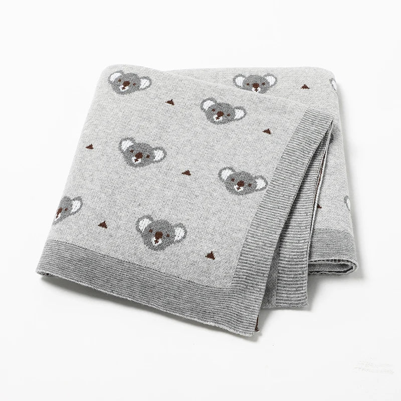 Cartoon Koala Baby Blanket – Soft Cotton Knit Swaddle