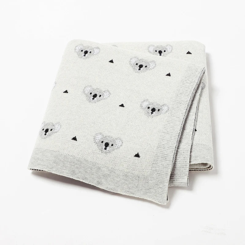 Cartoon Koala Baby Blanket – Soft Cotton Knit Swaddle – Image 9