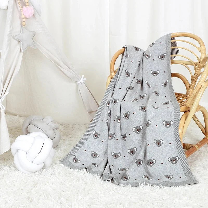 Cartoon Koala Baby Blanket – Soft Cotton Knit Swaddle – Image 5