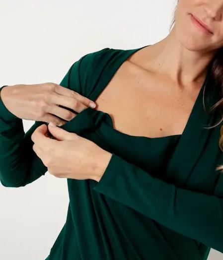 Combinaison grossesse et allaitement – viscose élasthanne – Vert – Image 6