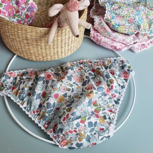 Culotte petite fille Liberty bleu