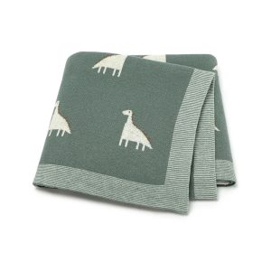 Dino Cotton Baby Blanket – Knitted Newborn Swaddle