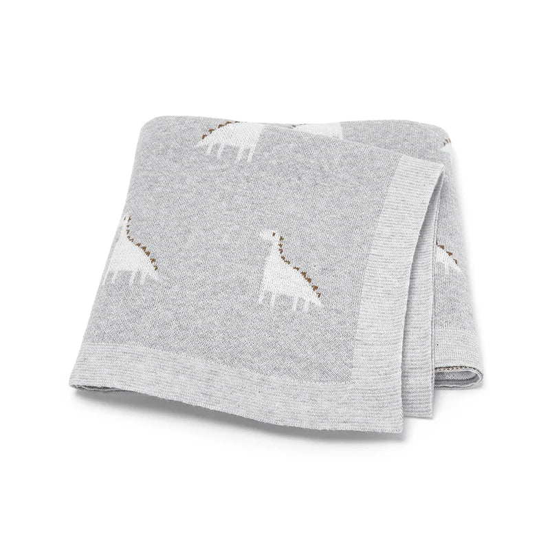 Dino Cotton Baby Blanket – Knitted Newborn Swaddle – Image 8