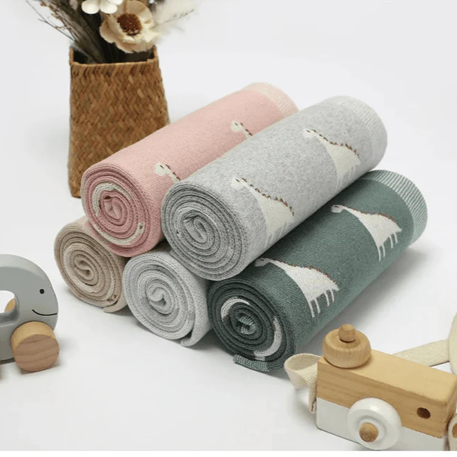 Dino Cotton Baby Blanket – Knitted Newborn Swaddle – Image 7