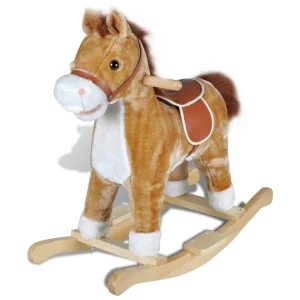 Cheval à bascule pour bébé en peluche moelleuse