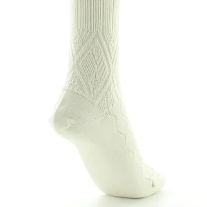 PERRIN – Chaussettes femme à maille fantaisie – Laine Bio – Ecru