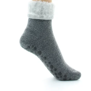 PERRIN – Chaussons Antiderapants Laine – Gris