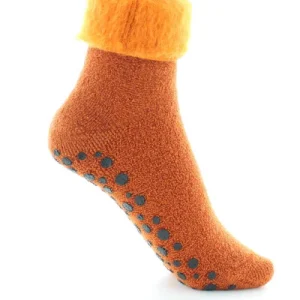 PERRIN – Chaussons Antiderapants Laine – Orange