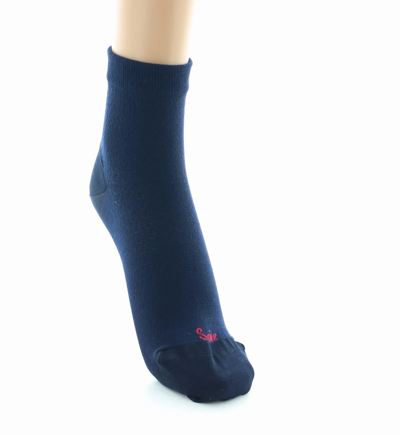PERRIN – Socquettes Femme en Soie Naturelle – Marine – Image 2