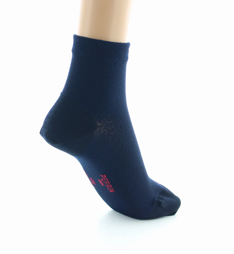 PERRIN – Socquettes Femme en Soie Naturelle – Marine – Image 4
