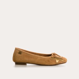 REQINS -Ballerines Hello velours – Camel