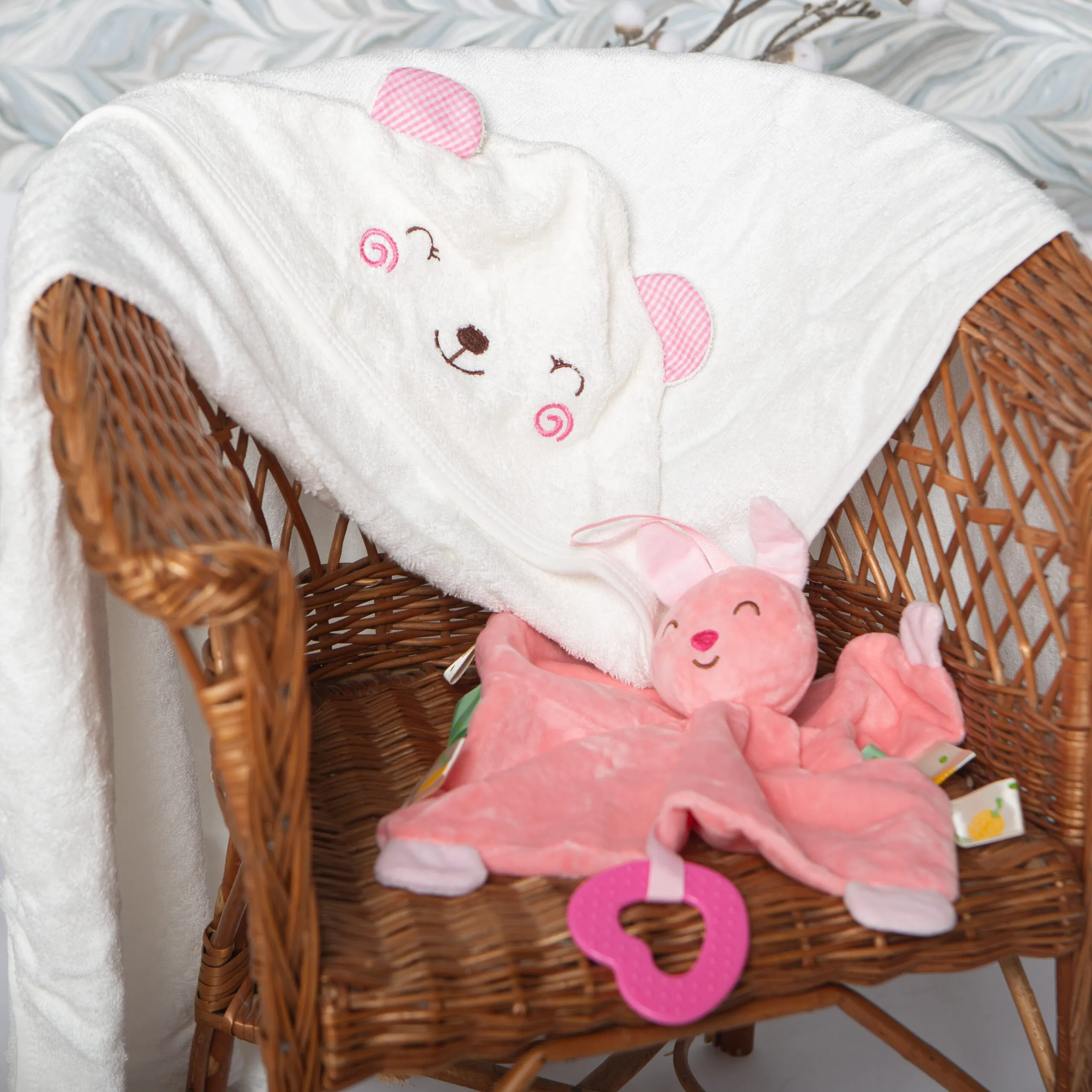 Cape de bain naissance 90 cm x 90 cm en Bambou – Image 9