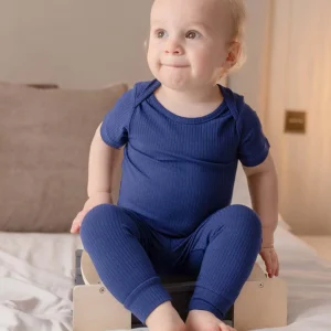 Body et legging côtelés courts bleu marine BABYGO®