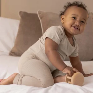 Body et legging côtelés courts BABYGO® couleur avoine