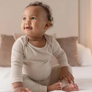 Body et legging longs côtelés BABYGO® couleur avoine