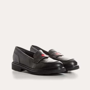 REQINS – Mocassins Jack Cuir – Noir Cœur Rouge