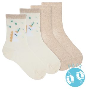 CONDOR – Pack chaussettes licorne &1 fil brillant – Ecru