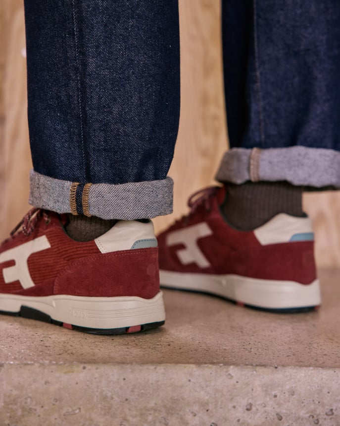 FAGUO – Baskets Suède Olive – Rouge bordeaux – Image 2