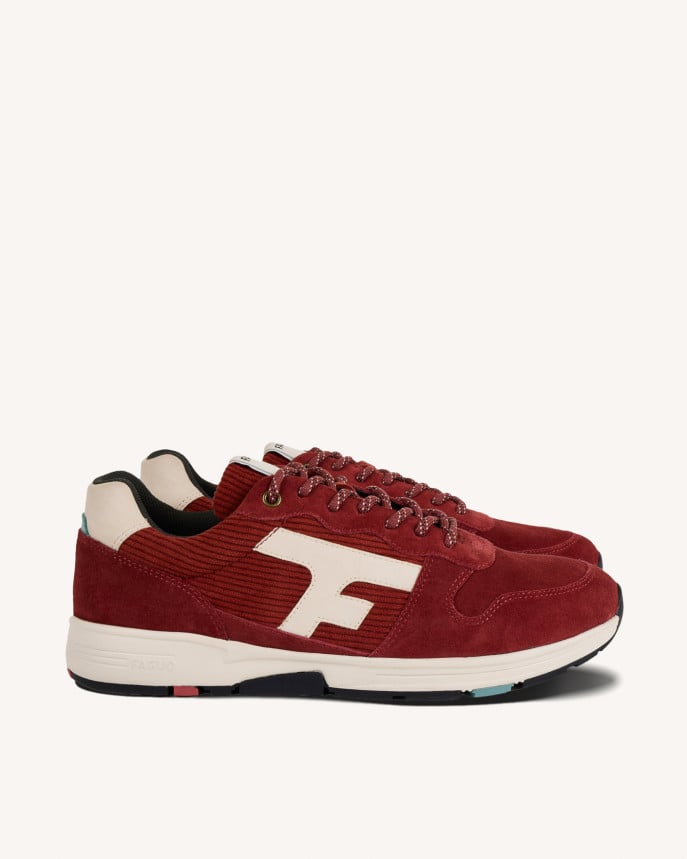 FAGUO – Baskets Suède Olive – Rouge bordeaux – Image 3