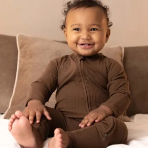 Combinaison de nuit BABYGO® Mocha côtelée à fermeture éclair