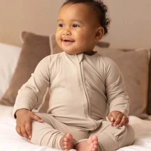 Dors-bien côtelé zippé BABYGO® avoine