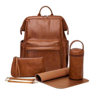 Vegan Leather Diaper Bag Backpack