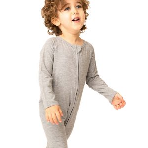 BABYGO® Dors-bien côtelé gris avec fermeture éclair