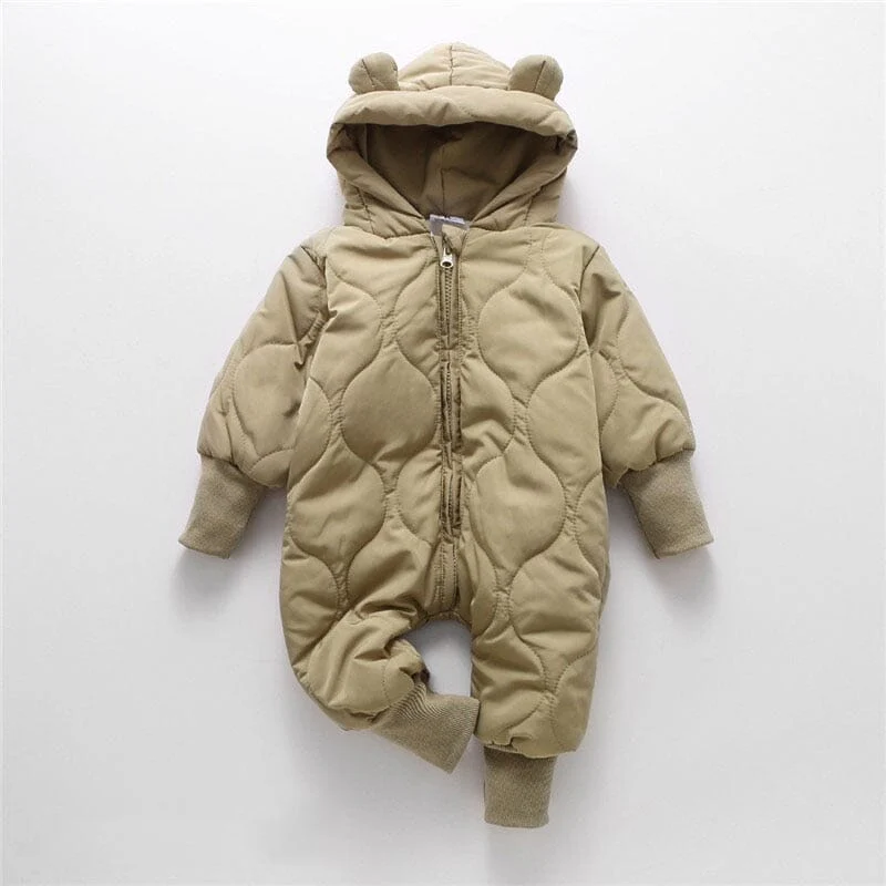 Winter Baby Fur Lining Bear Rompers – Image 3